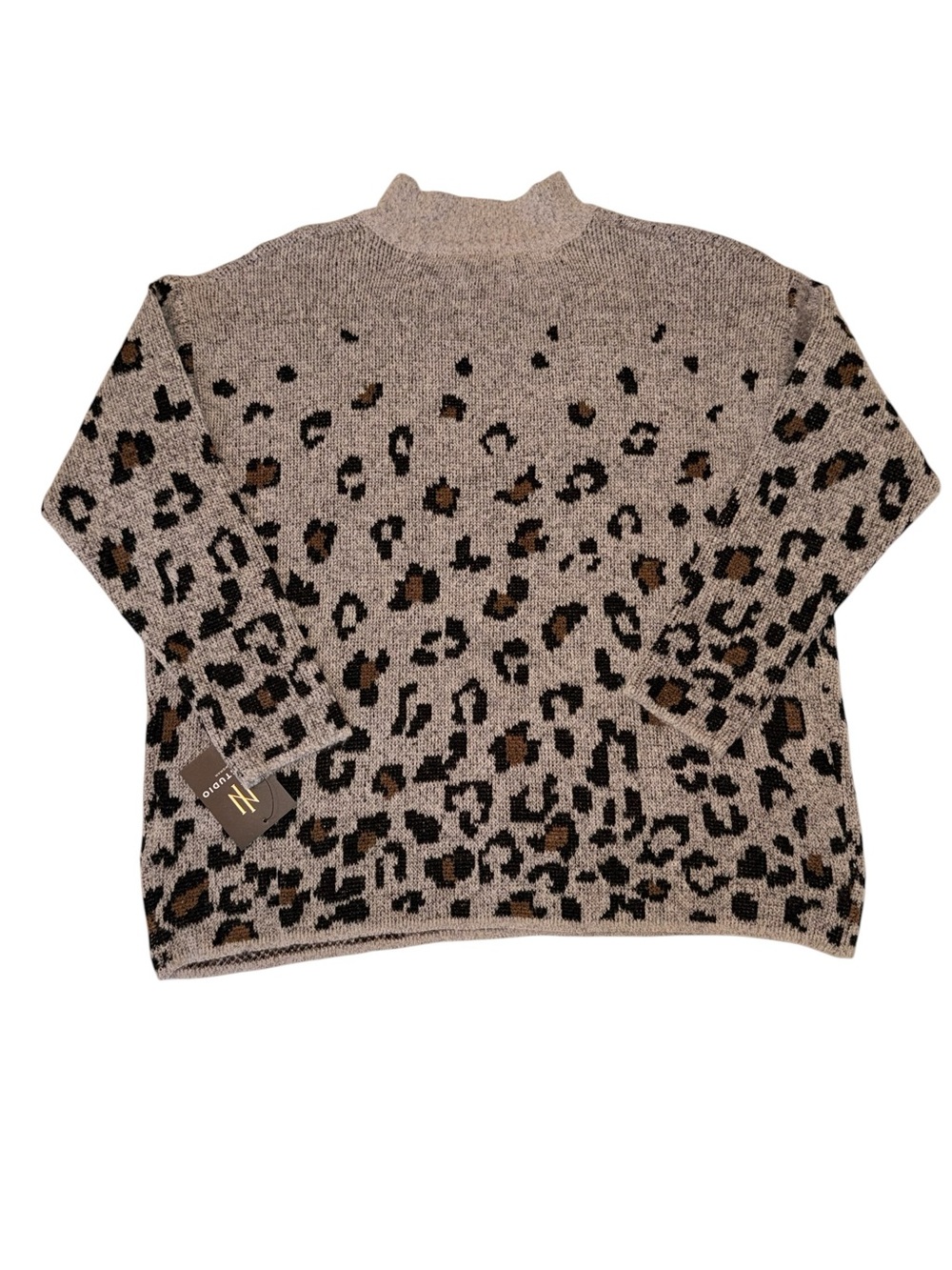 I.N. Studio Woman Leopard Print Open Knit Sweater. 3X NWT